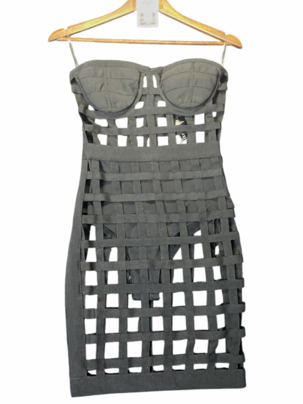 Fashion Nova dress geometric cut out black size S